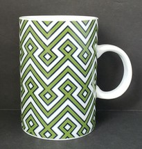 Pier 1 imports White &amp; Green 10 oz. Coffee Tea Mug Cup - £10.74 GBP
