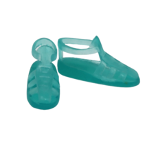 MATTEL BARBIE / SKIPPER TEAL FLAT STRAP SANDALS BEACH SHOES PLASTIC JELLY - $4.75