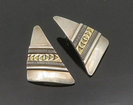 Charles Platero Navajo 925 Silver &amp; 14K Gold - Vintage 2 Tone Earrings - EG9878 - £160.86 GBP