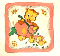 9 Inch Vintage Hankie Music Pig Chicks Banjo All Cotton - £11.67 GBP