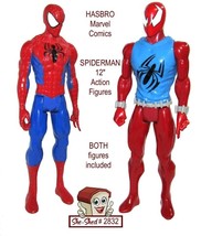 Hasbro Marvel Comics 12 inch Spider Man Action Figures 2pc - used toys - £9.49 GBP