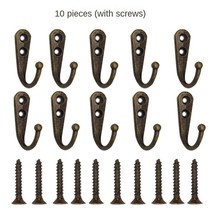 10 Pack Wall Hooks with Screws Alloy Hanging Single Hook Bathroom Coat Clothes H - £50.03 GBP