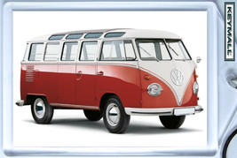 KEY CHAIN RED VW 21 WINDOWS BUS TRANSPORTER KEYTAG VOLKSWAGEN LLAVERO PO... - $19.98