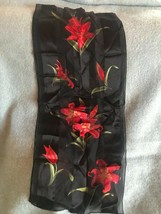 Jacqueline Ferrar 100% Silk Black w Rich Red Lily Flowers Women’s Neck Scarf –  - £11.66 GBP