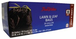 True Value 1221748 Lawn &amp; Leaf Trash Bag, Black, 39 Gallon, 18-count - $23.21