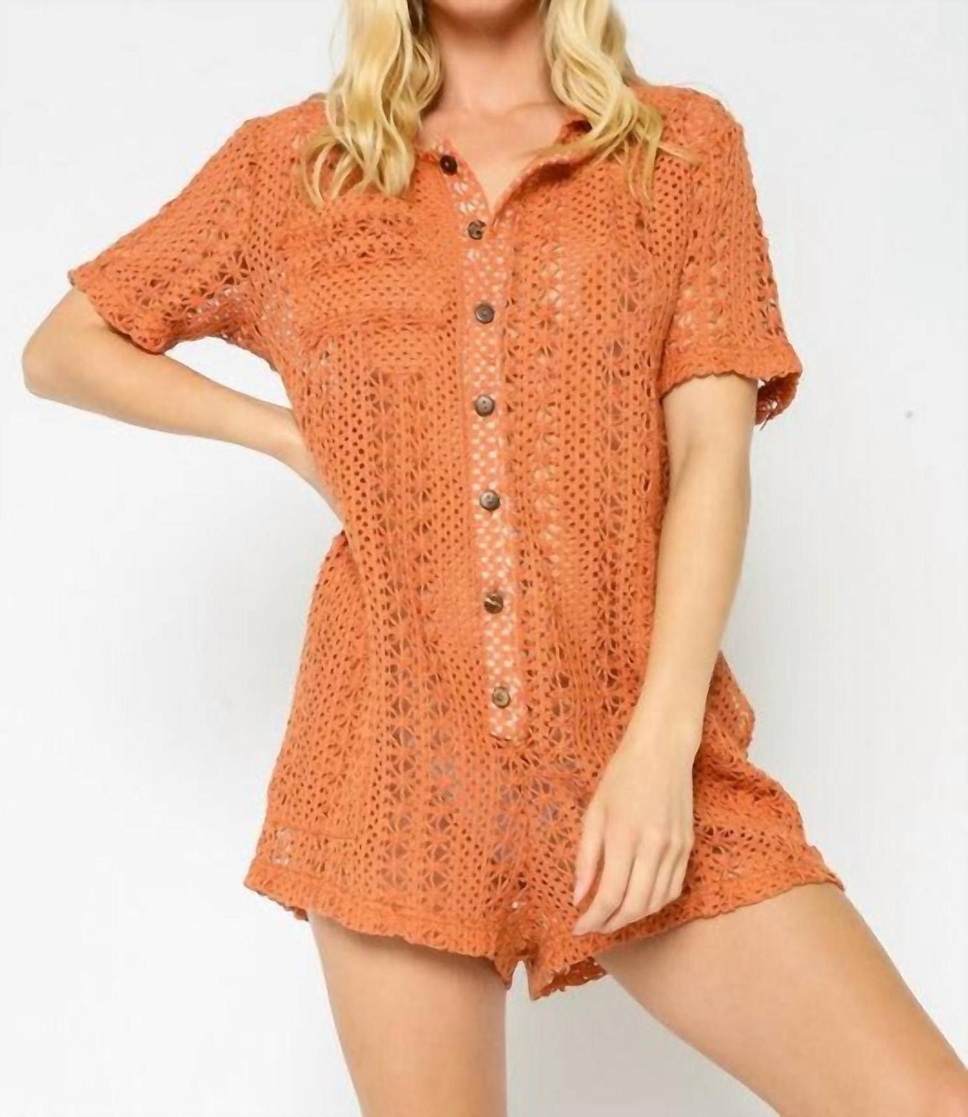 Olivaceous Aaliyah Crochet Romper Size L - $36.63
