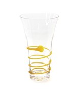 Vintage Art Glass Tall Vase Clear Glass With Applied Orange Glass Swirl ... - $29.67