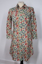 Theory 4 Multicolor Floral Snap Front Cotton Curved Hem Shirt Dress - £34.93 GBP