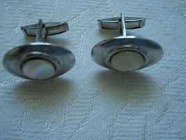 Vintage Cuff Links ~ MOP ~ Silver-tone - $7.00
