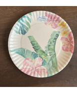 Tommy Bahama Serving Platter Large Tropical Hibiscus Floral Palm Leaves - £27.44 GBP