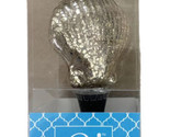 G!  Silvered Glass Clam Shell  Metal Bottle Stopper in Box 5 inches long - $9.80