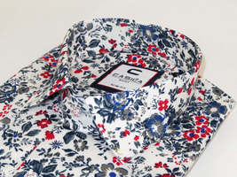 Men's Shirt By CASILA Turkey Cotton Blend Long Sleeves 501660-03 White Floral image 5