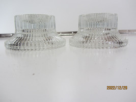2 Vintage Clear Glass Ribbed VOTIVE/CANDLESTICK Holders - £8.00 GBP
