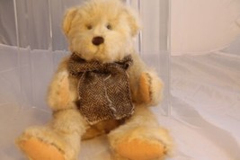 The Bearington Collection 16&quot; Tan Plush Bear #7364 Bow Scarf Retired Vintage - £36.49 GBP