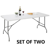 2Pcs 6Ft Folding Table Portable Indoor Outdoor Picnic Party Camping Tables - £137.46 GBP