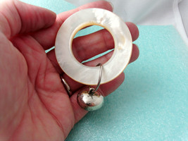 Tiffany &amp; Co Mother of Pearl Sterling Silver Teething Ring Rattle Rare w... - £391.08 GBP