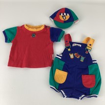 Vintage 90s Gymboree Rainbow Tag Newborn 3pc Outfit Overalls Retro Color... - $197.95
