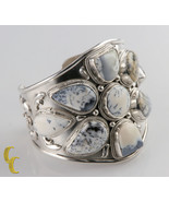 Sterling Silver .925 Cuff Bracelet Blue Cream Speckled Stones - £515.34 GBP