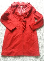 Boston Proper Women&#39;s Red Ruffle Neck Trench Coat Sz 14 60% Acrylic Holi... - £35.52 GBP