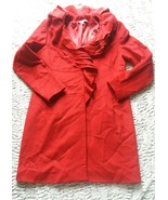 Boston Proper Women&#39;s Red Ruffle Neck Trench Coat Sz 14 60% Acrylic Holi... - £35.20 GBP