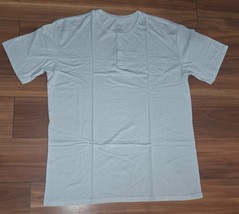 True Classic White Henley Shirt Short Sleeve Cotton Poly Blend Size Larg... - $14.84