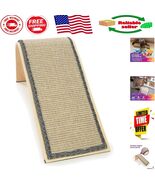 Compact Sisal Angle Cat Scratcher Ramp with Catnip - Wood &amp; Durable Design - $53.14 CAD
