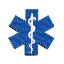 Star Of Life Iron On Patch 1.75&quot; Paramedic Medical Emt Blue Embroidered Applique - £3.95 GBP