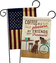 Coffee and Friends - Impressions Decorative USA Vintage Applique Garden Flags Pa - £24.25 GBP