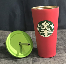 Starbucks, Mermaid Pink Green 16oz Stainless Cold Cup Tumbler Metal, Straw &amp; Lid - £10.99 GBP