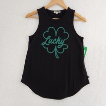 Lucky Four-leaf Clover Tipsy Elves St Patrick&#39;s Day Tank Top Women&#39;s Bla... - £11.76 GBP
