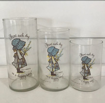 Holly Hobbie Happy Talk Glasses Tumbler Start Each Day in a Happy Way Vtg 1972 - £11.63 GBP