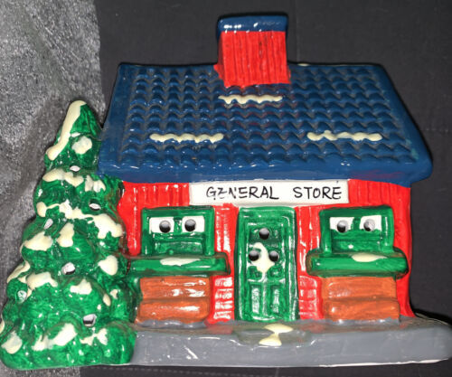 Vintage Lighted Holiday General Store Ceramic House Pacific Rim Taiwan 6... - $17.70