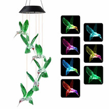 Color-Changing Led Solar Powered Hummingbird Wind Chime Lights Yard Gard... - $19.99