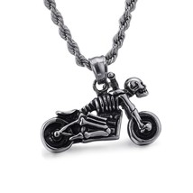 Cool Stainless Steel Motorcycle Skull Pendant For Men Boy Male Punk Fashion Gift - £16.10 GBP