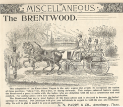 1899 Original Antique Parry Wagon &quot;The Brentwood&quot; Print Ad The Ladies Carriage - £5.83 GBP