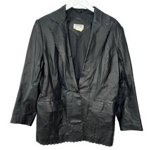 Vintage Venezia Vitale Lazer Cut Eyelet Leather Jacket Black Size XL Womens  - £59.47 GBP