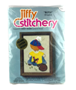 Sunset Jiffy Stitchery Crewel Kit Butch Boy Slingshot Baseball 5x7 inche... - $19.31