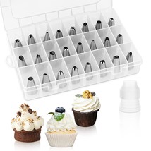 24 Piece Set, Icing Piping Nozzles With Storage Box, Stainless Steel Noz... - $15.99