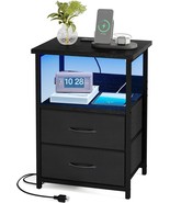 Night Stand with Charging Station LED Nightstand with U S B Ports and Ou... - £64.08 GBP