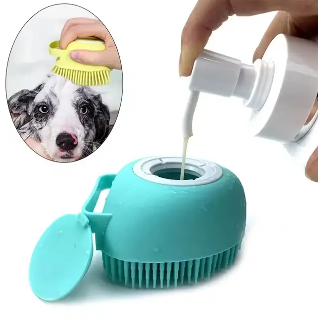 Eco-friendly Soft Pet Silicone Bath Brush With Soap Dispenser - $9.90