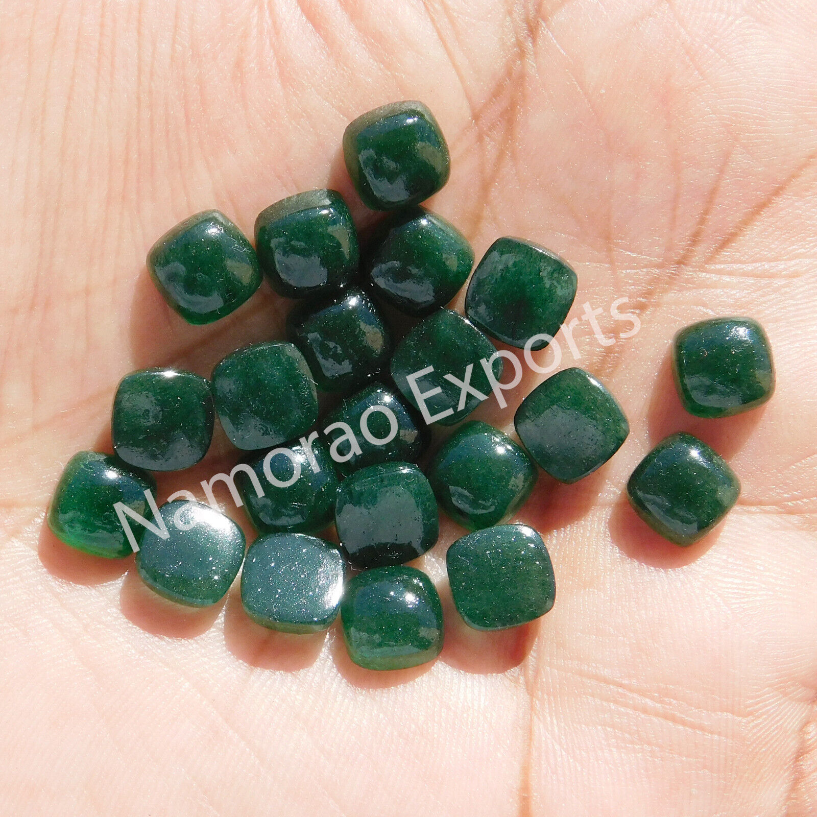 Primary image for 4x4 mm Cushion Natural Green Aventurine Cabochon Loose Gemstone Lot