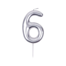 Birthday Candles Ten Years Silvery Happy Birthday Number 6 Candle for Ca... - $21.24