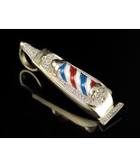 10K Solid Yellow Gold Hand made Barber Pole Clipper Diamond Pendant 1/3 ... - $888.74 CAD