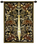 63x45 CELTIC WARRIOR Sword Medieval Decor Tapestry Wall Hanging  - £240.34 GBP
