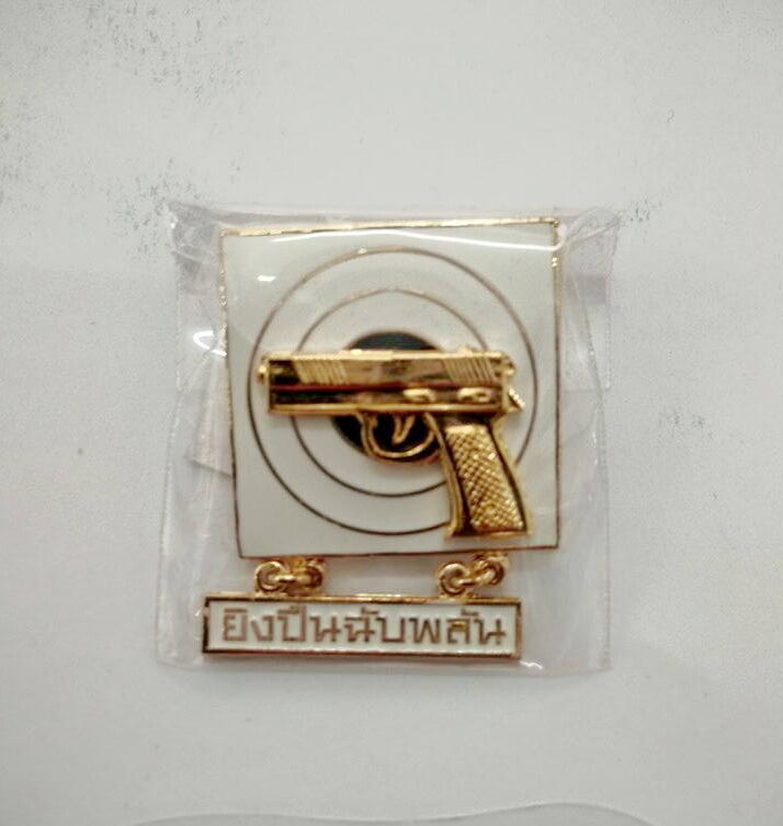 3rd Class Royal Thai Army, Navy, Air force infantry Pistol Metal Badge PIN - $8.60