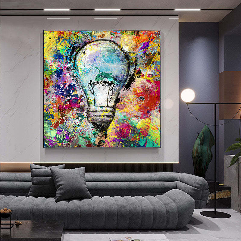 Graffiti Electric Bulb Canvas Printing Home Background Wall Spray Painti... - $11.40+