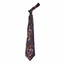 Christian Dior Monsieur Italian Silk NeckTie 80s 90s VTG Burgundy Floral... - $21.38