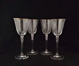 Mikasa SONATA GOLD Crystal Wine Goblets Glasses Optic Bowls ~ Set of 4 - £30.06 GBP