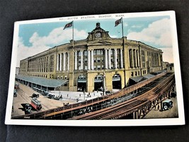 South Station -Boston, Mass.-1 Cent Ben Franklin Green Stamp -1900s Postcard. - £9.80 GBP