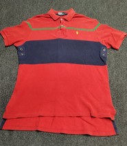 VTG Polo Ralph Lauren Shirt Men XL Red Wide Striped Golf Golfer Pony 90s - £18.30 GBP